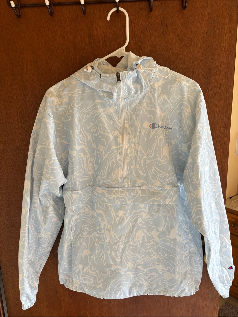 Champion Light Blue & White Patterned Windbreaker